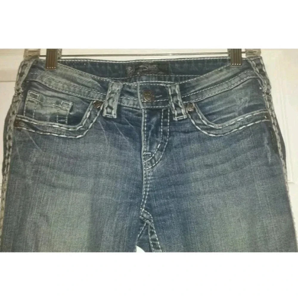 Silver Aiko Jeans Denim Women's Embellished Pockets Size 26